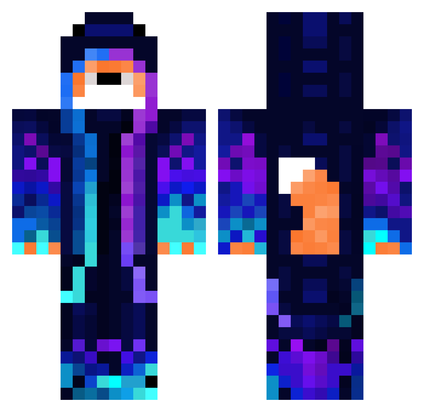 Neyneon Minecraft skin, front and back view