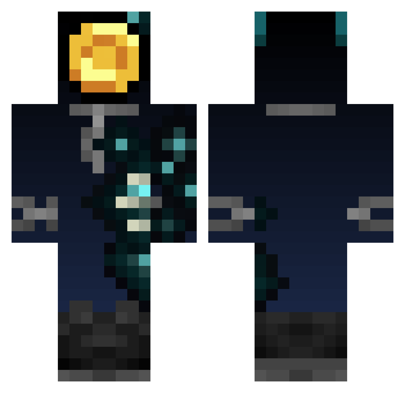 GlassCafe Minecraft skin, front and back view
