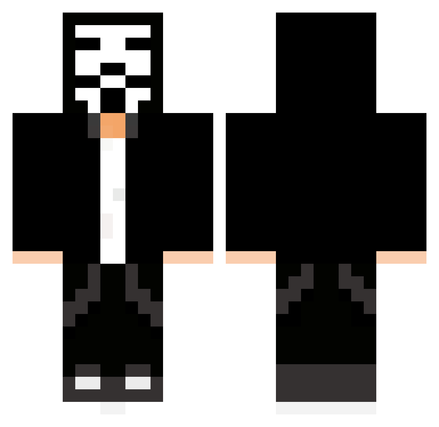 MrDrink Minecraft skin, front and back view