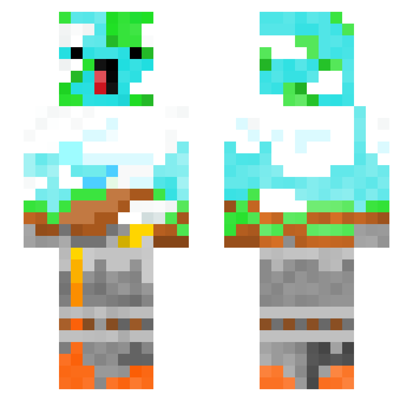 Wujci28 Minecraft skin, front and back view