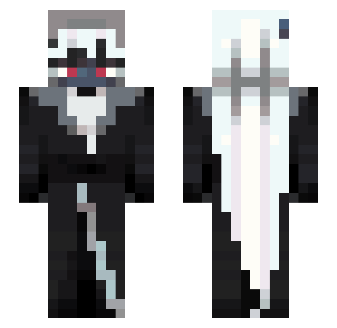 PlasticHair Minecraft skin, front and back view