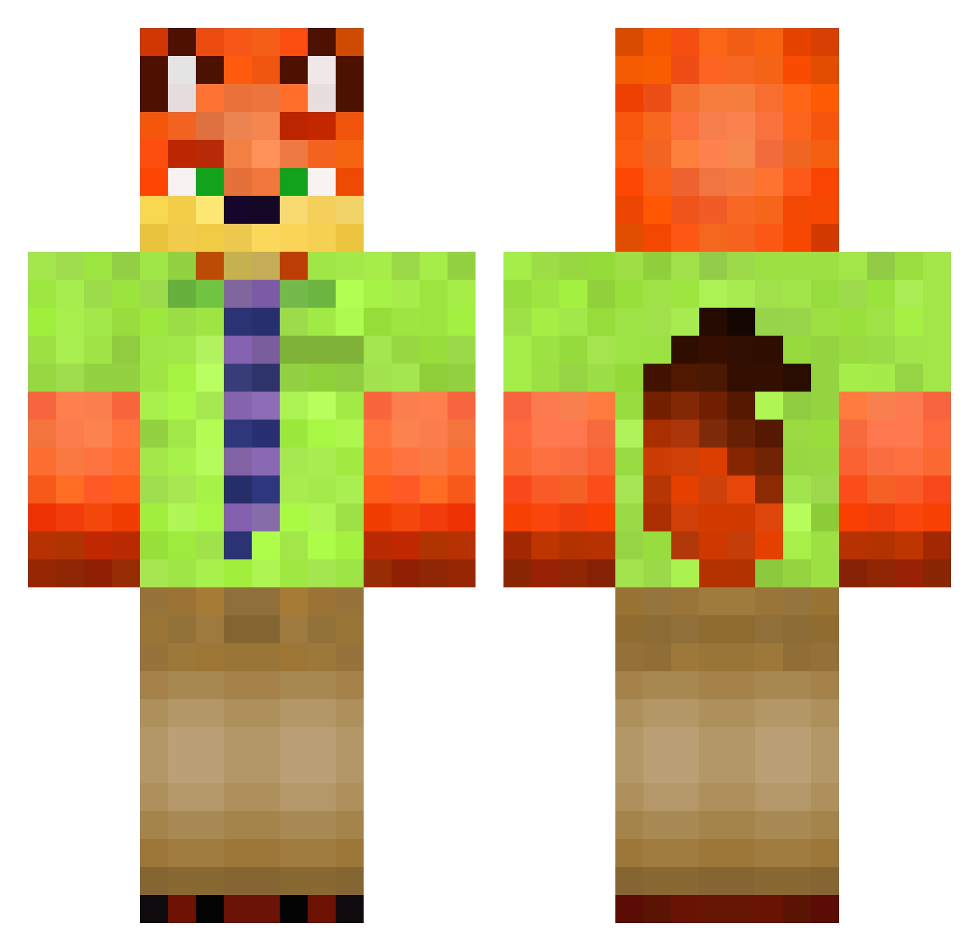 AdrianWilde Minecraft skin, front and back view