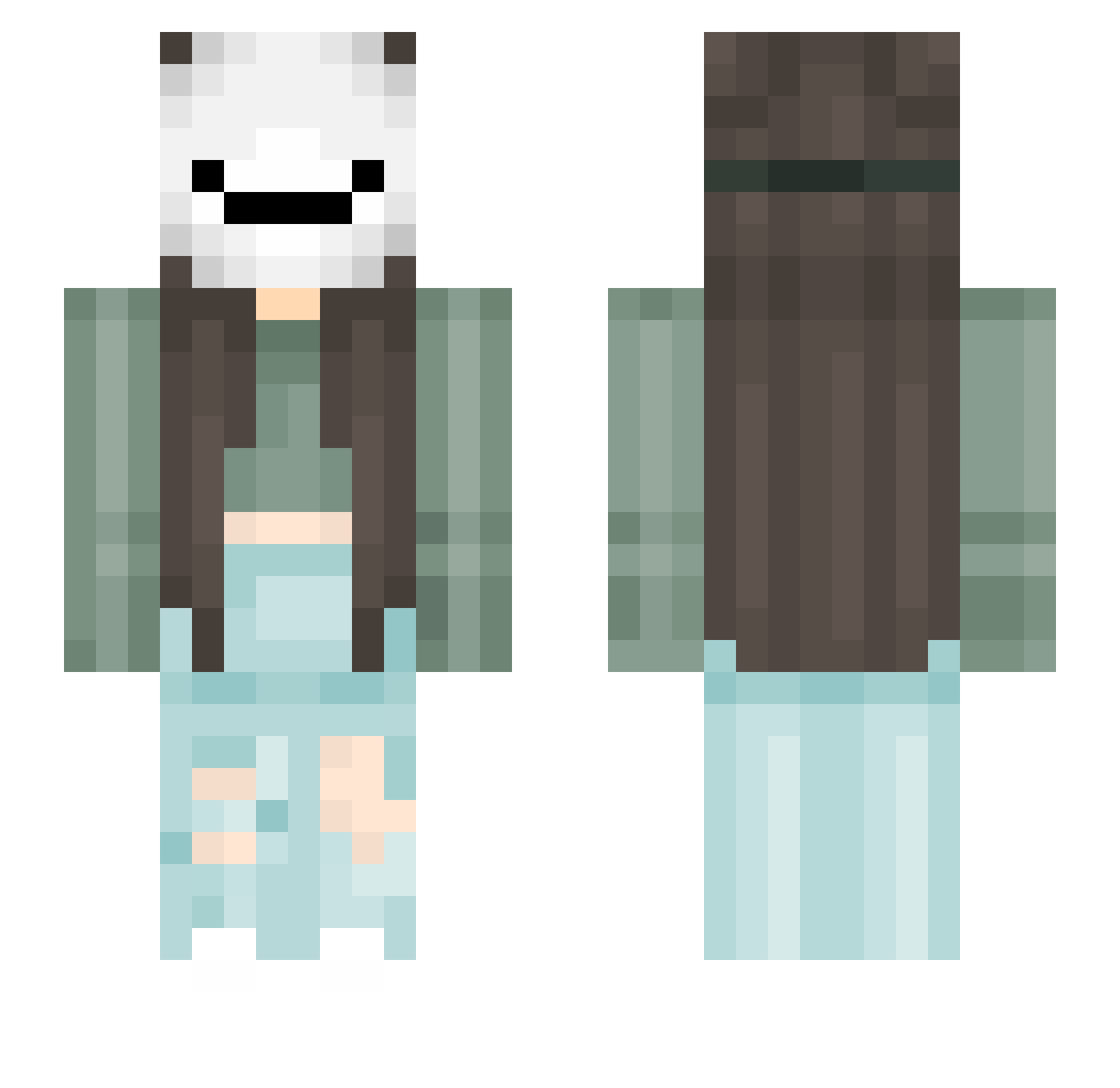 MlleJuste Minecraft skin, front and back view