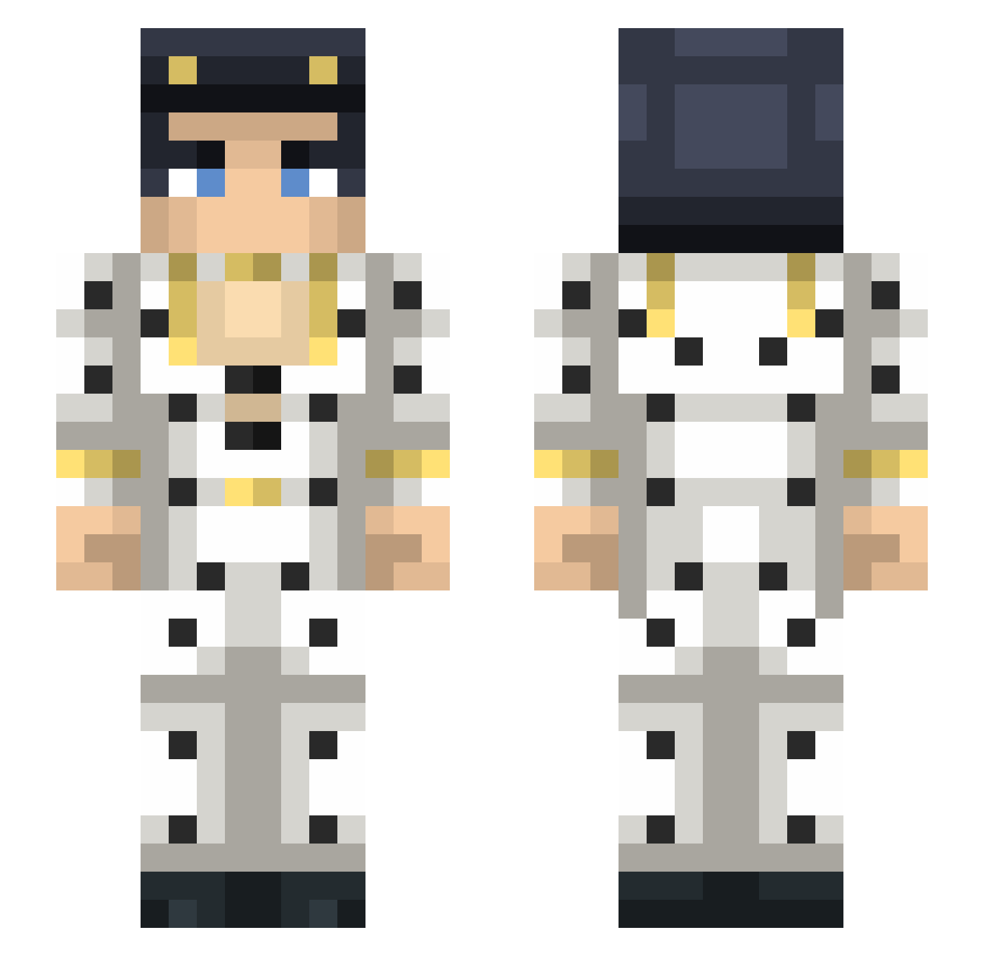 jkip Minecraft skin, front and back view