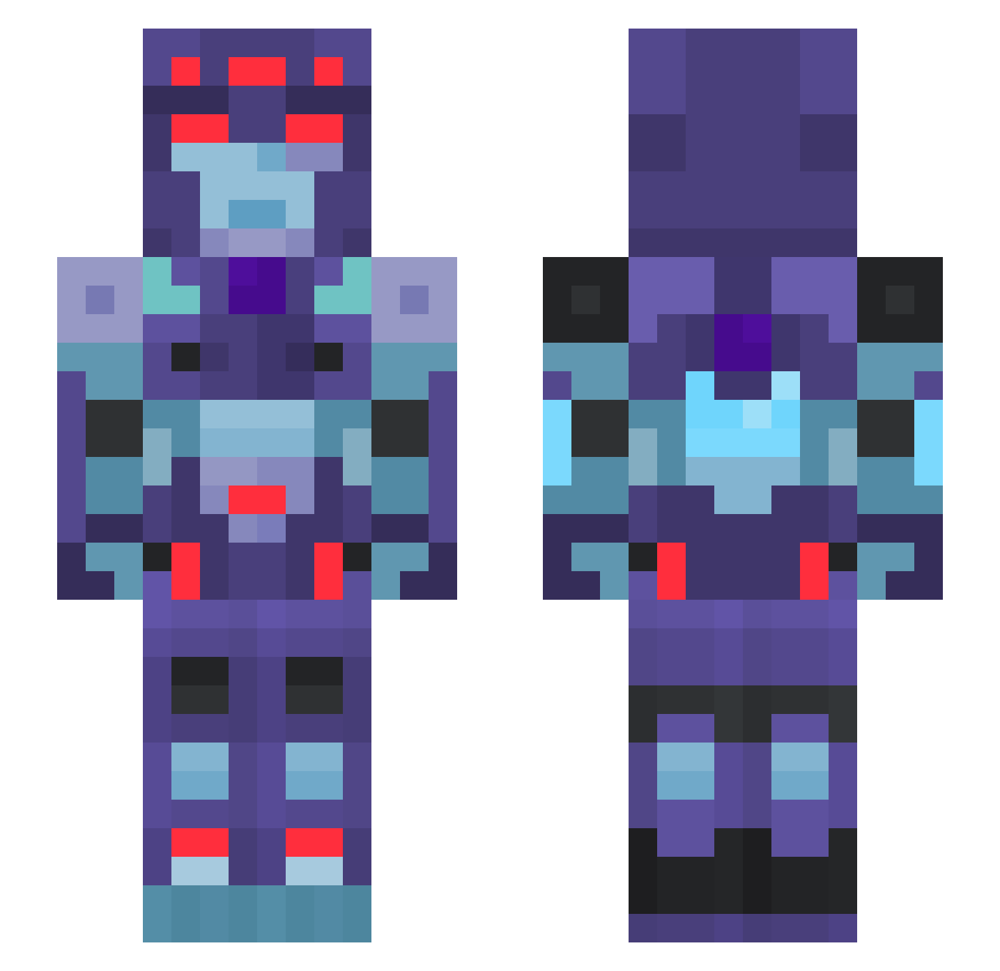 Wolful24 Minecraft skin, front and back view