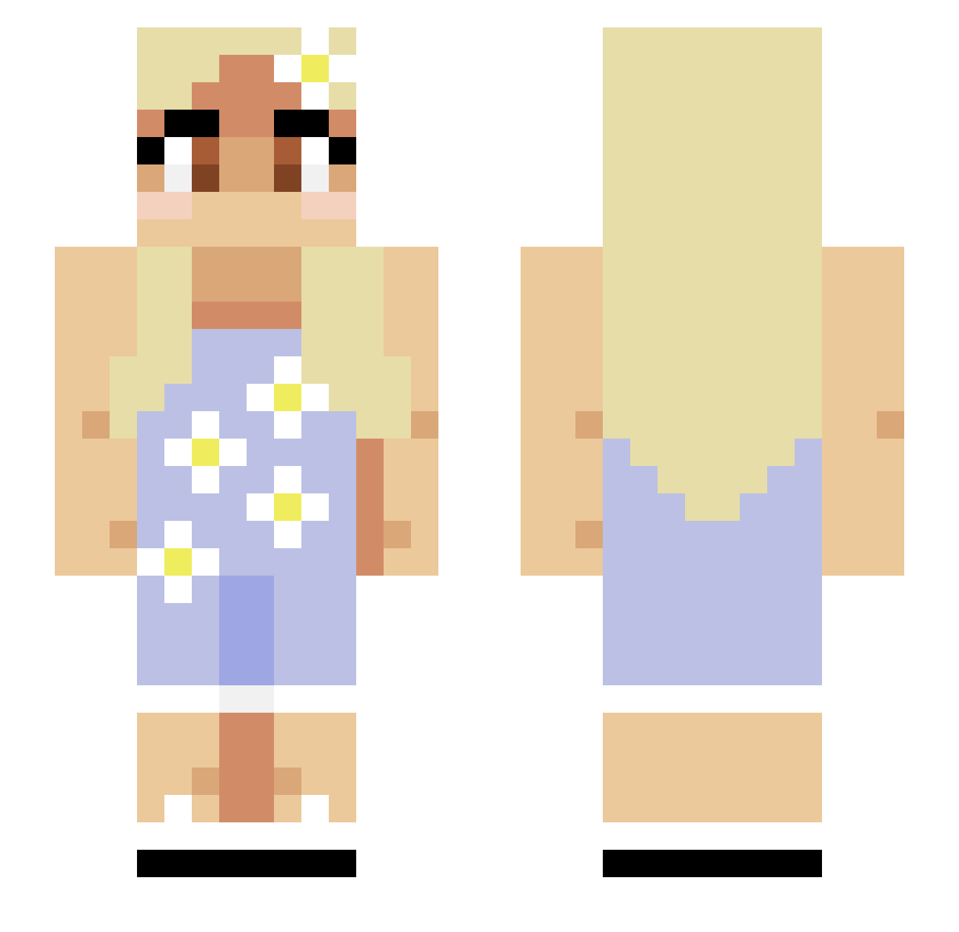 Hanelia Minecraft skin, front and back view