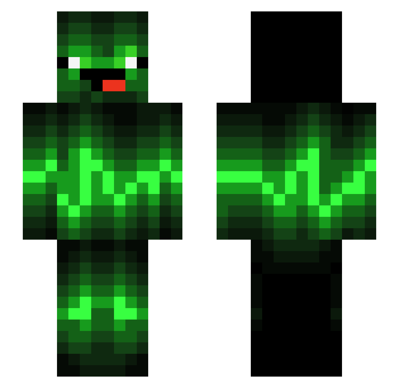 WaveOfGreen Minecraft skin, front and back view