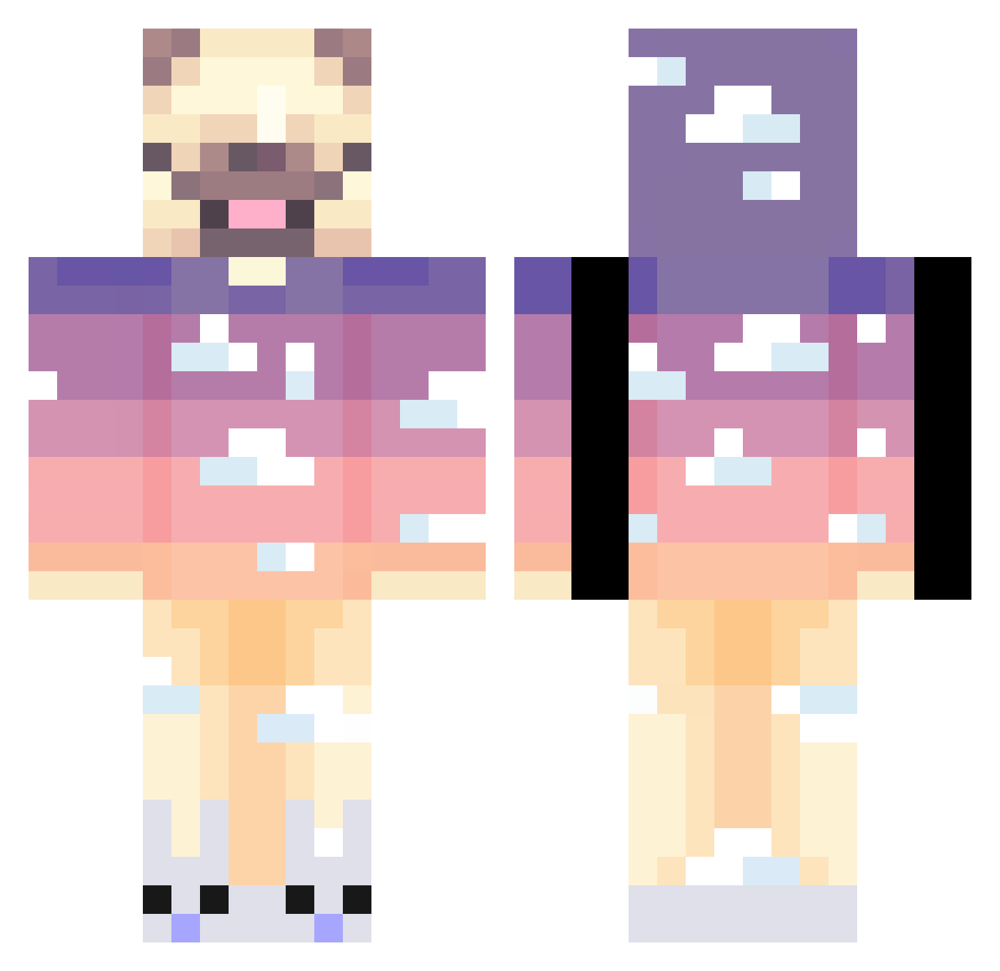 Ribby Minecraft skin, front and back view