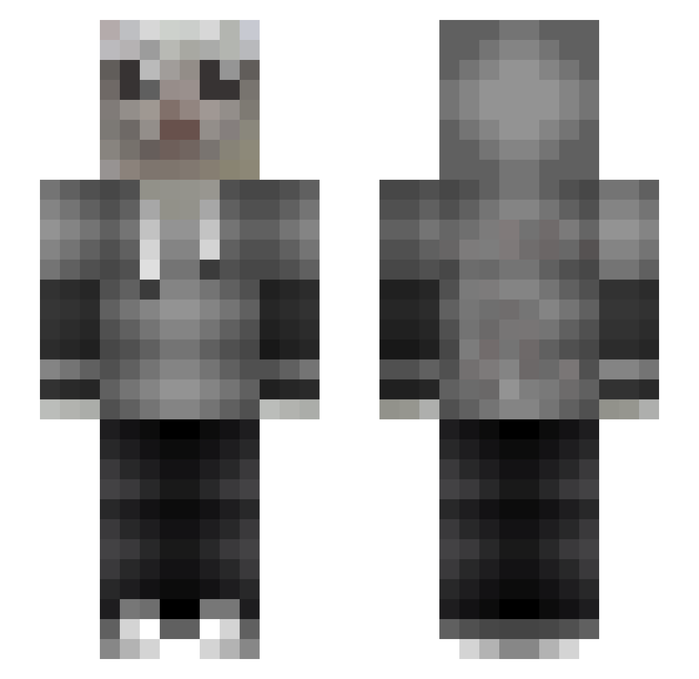 radichu Minecraft skin, front and back view