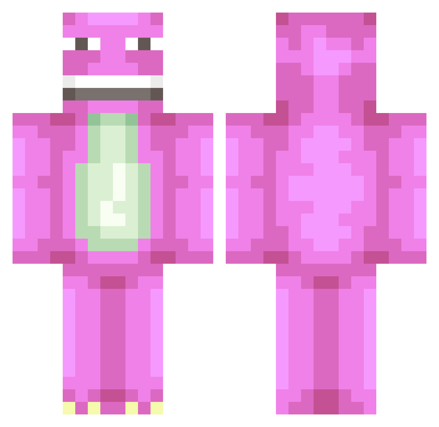 Juniors Minecraft skin, front and back view