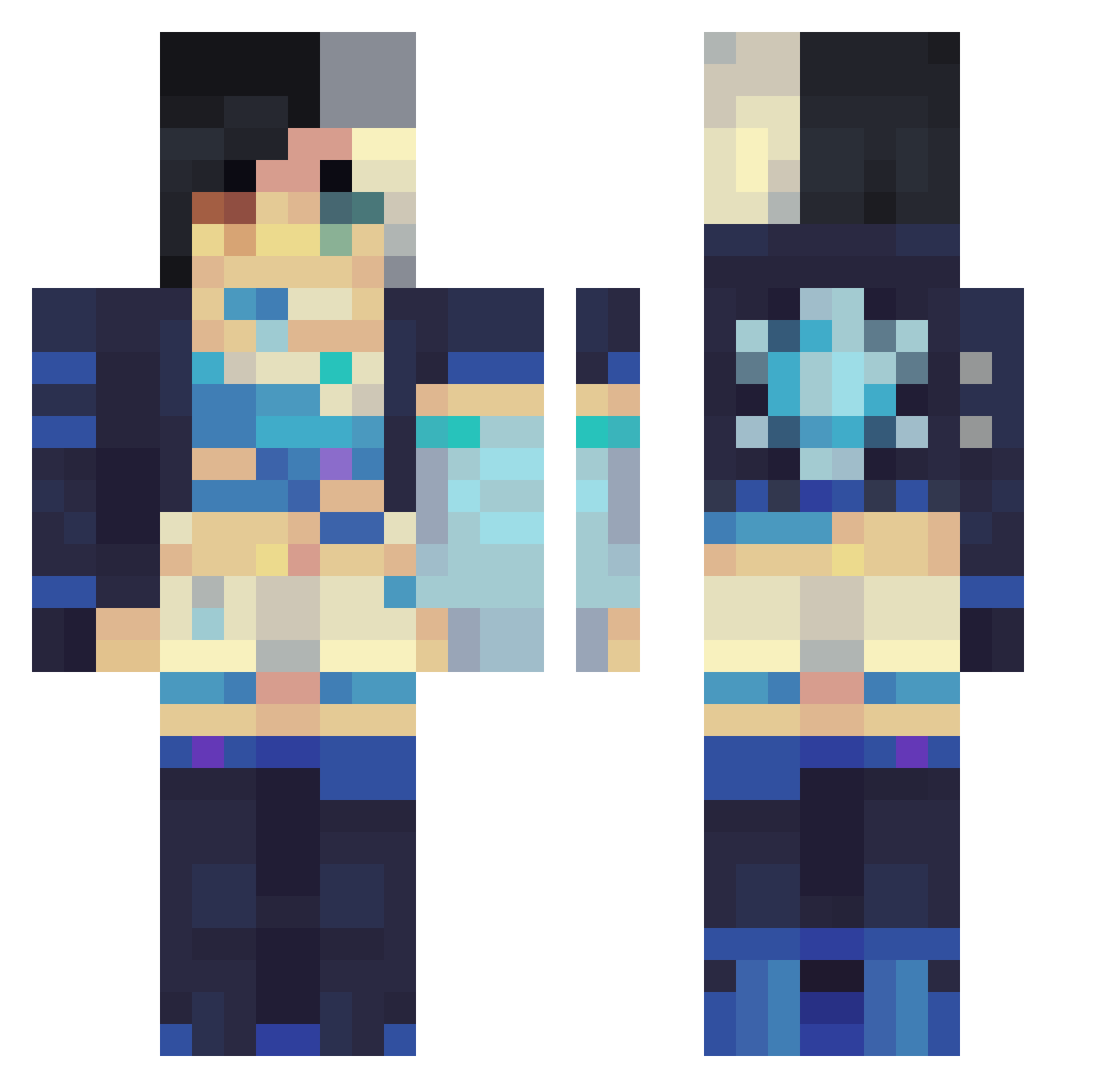 Pingbelike Minecraft skin, front and back view
