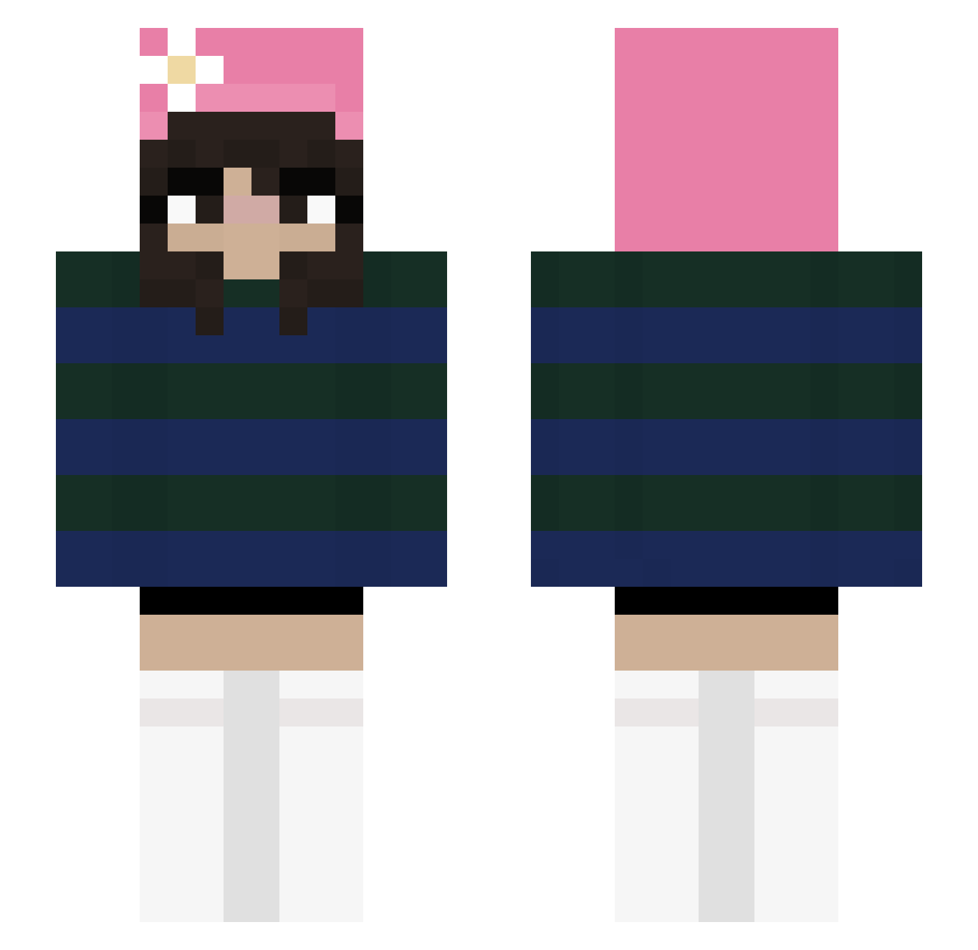 Lacked Minecraft skin, front and back view