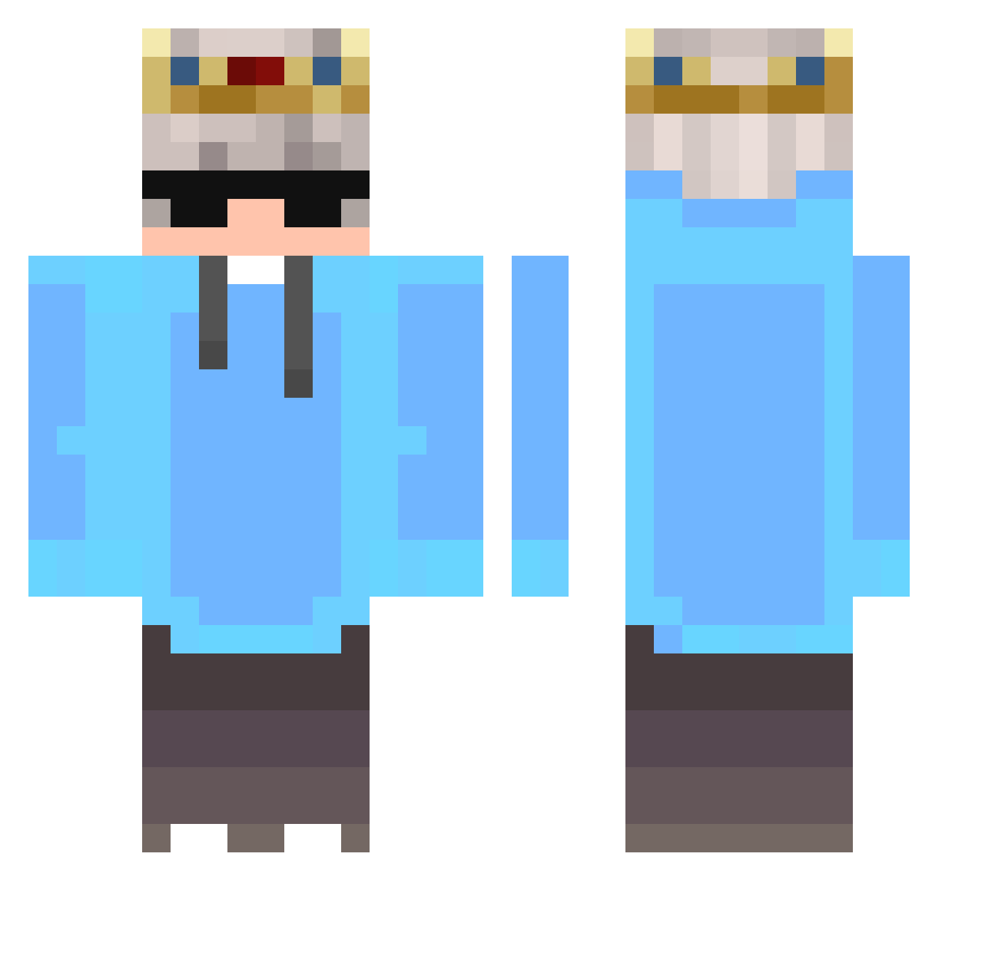 Ertha_grounded45 Minecraft skin, front and back view