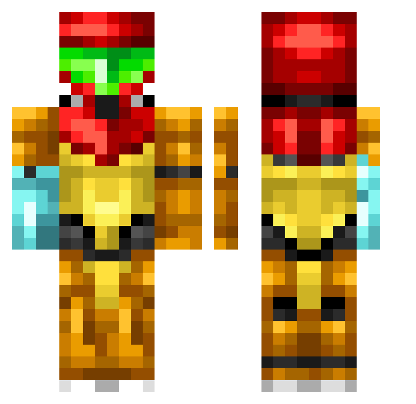 _FlameThief Minecraft skin, front and back view