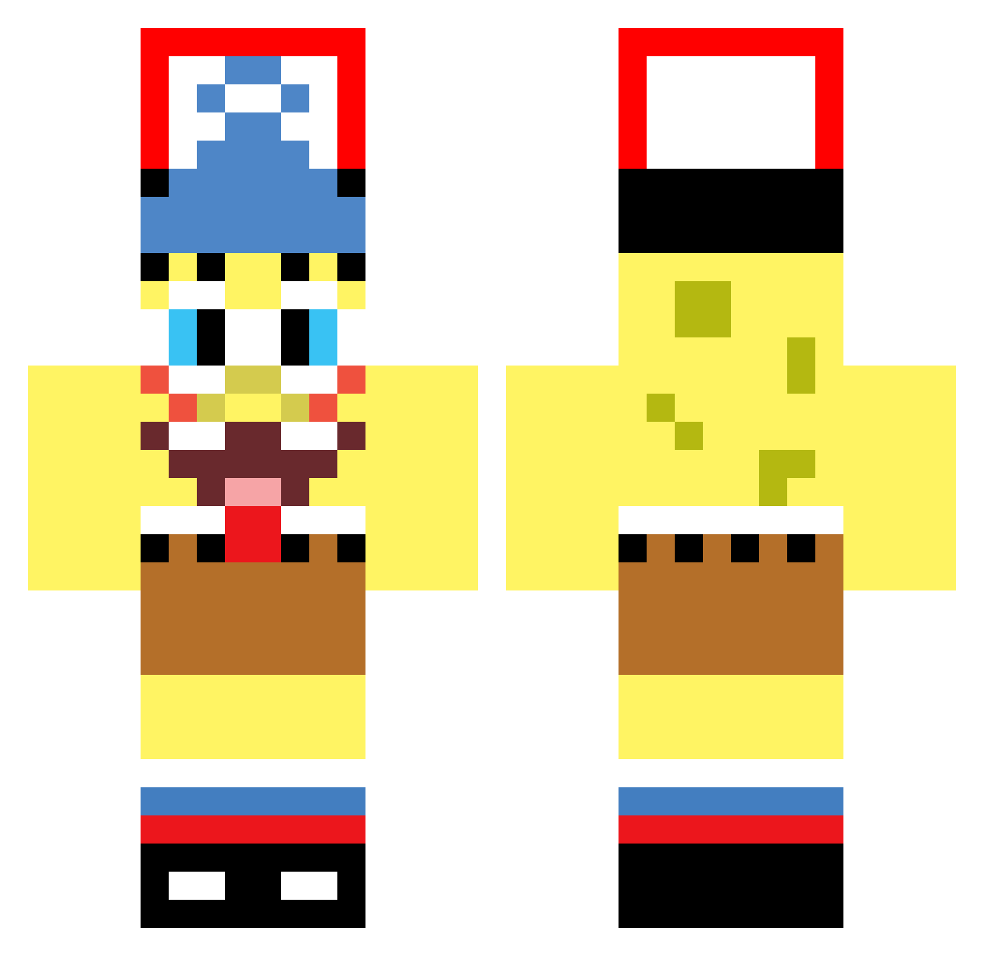 ybnak Minecraft skin, front and back view