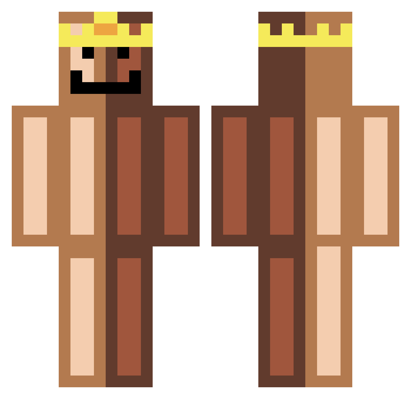 SnaxxMC Minecraft skin, front and back view