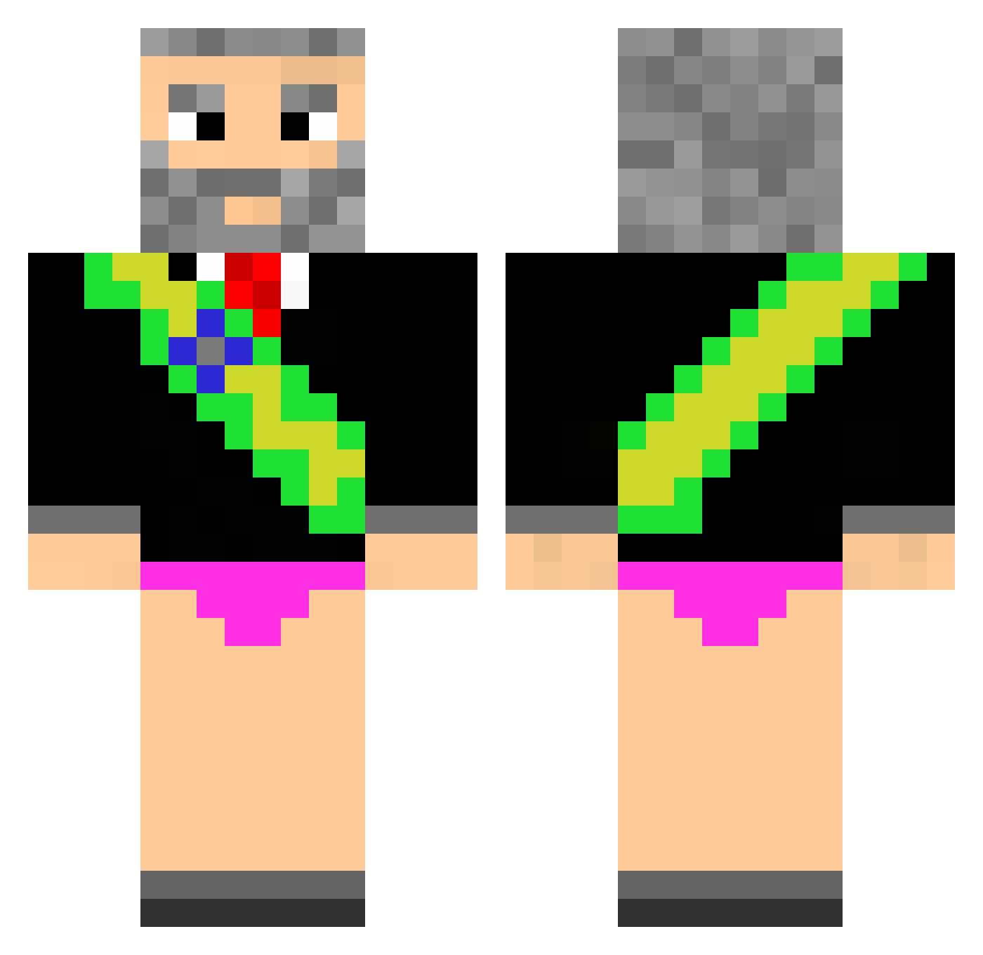 Theuxao Minecraft skin, front and back view