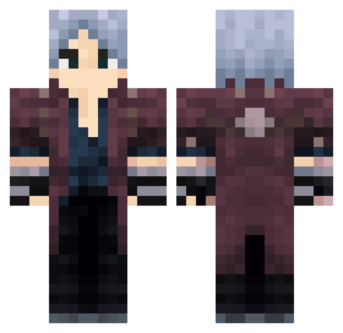 A1kio Minecraft skin, front and back view