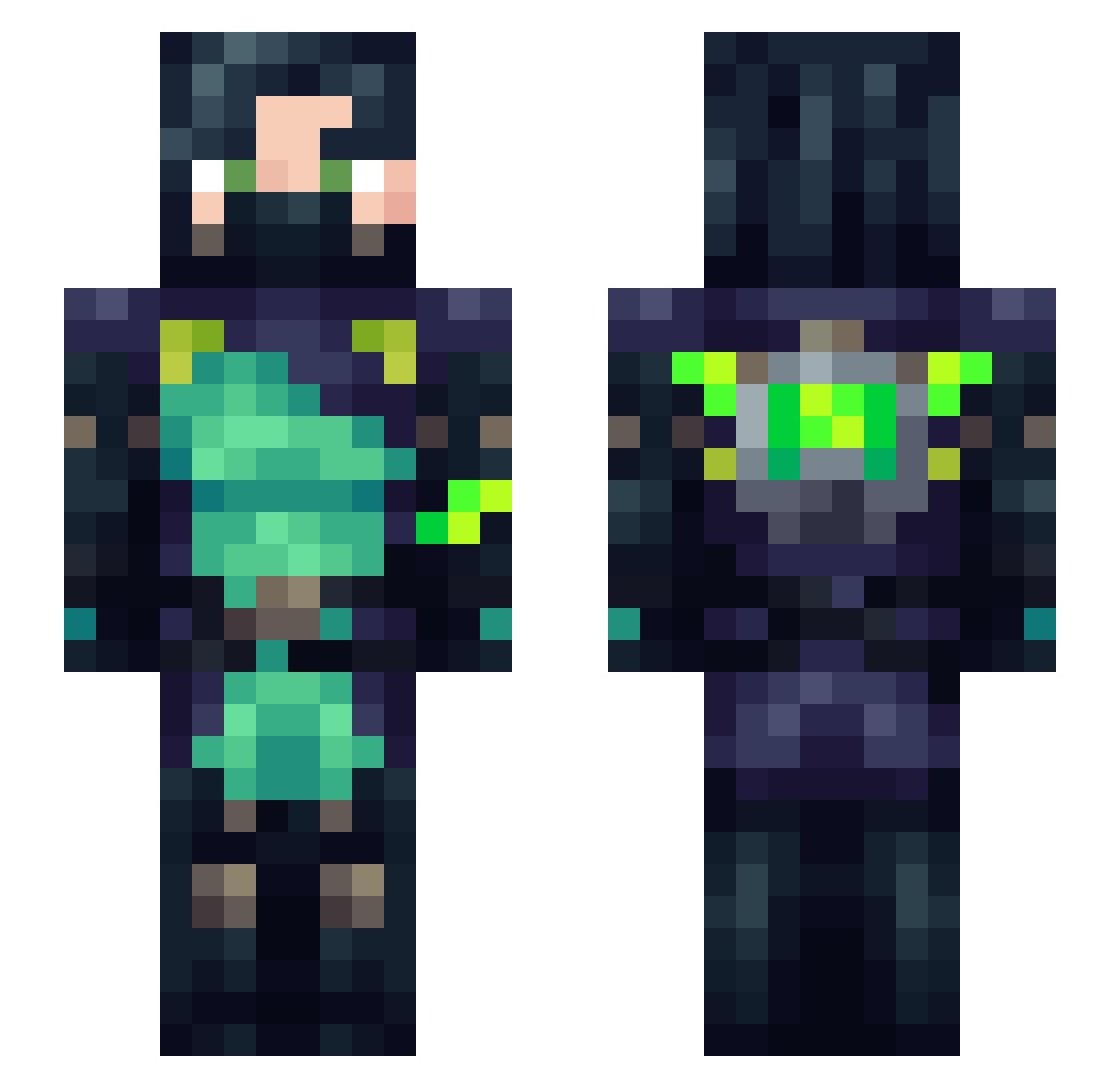 Mujo93T Minecraft skin, front and back view
