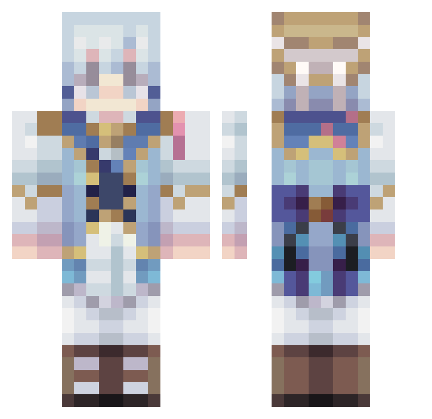 BollyNotGlass Minecraft skin, front and back view