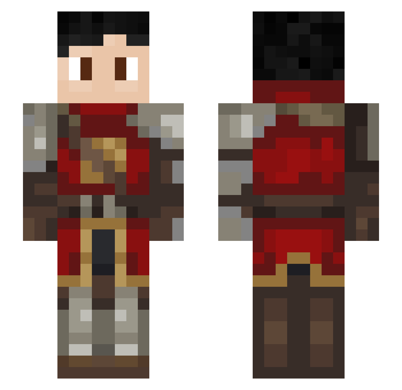 Cbelkster Minecraft skin, front and back view