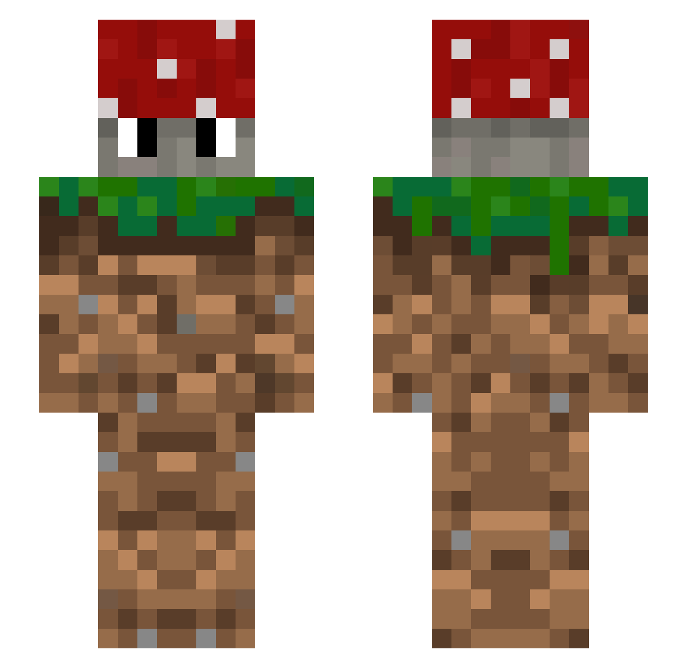 PimperlGesicht Minecraft skin, front and back view