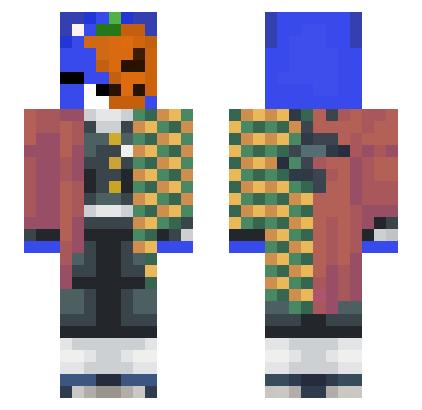 XxDqkri Minecraft skin, front and back view