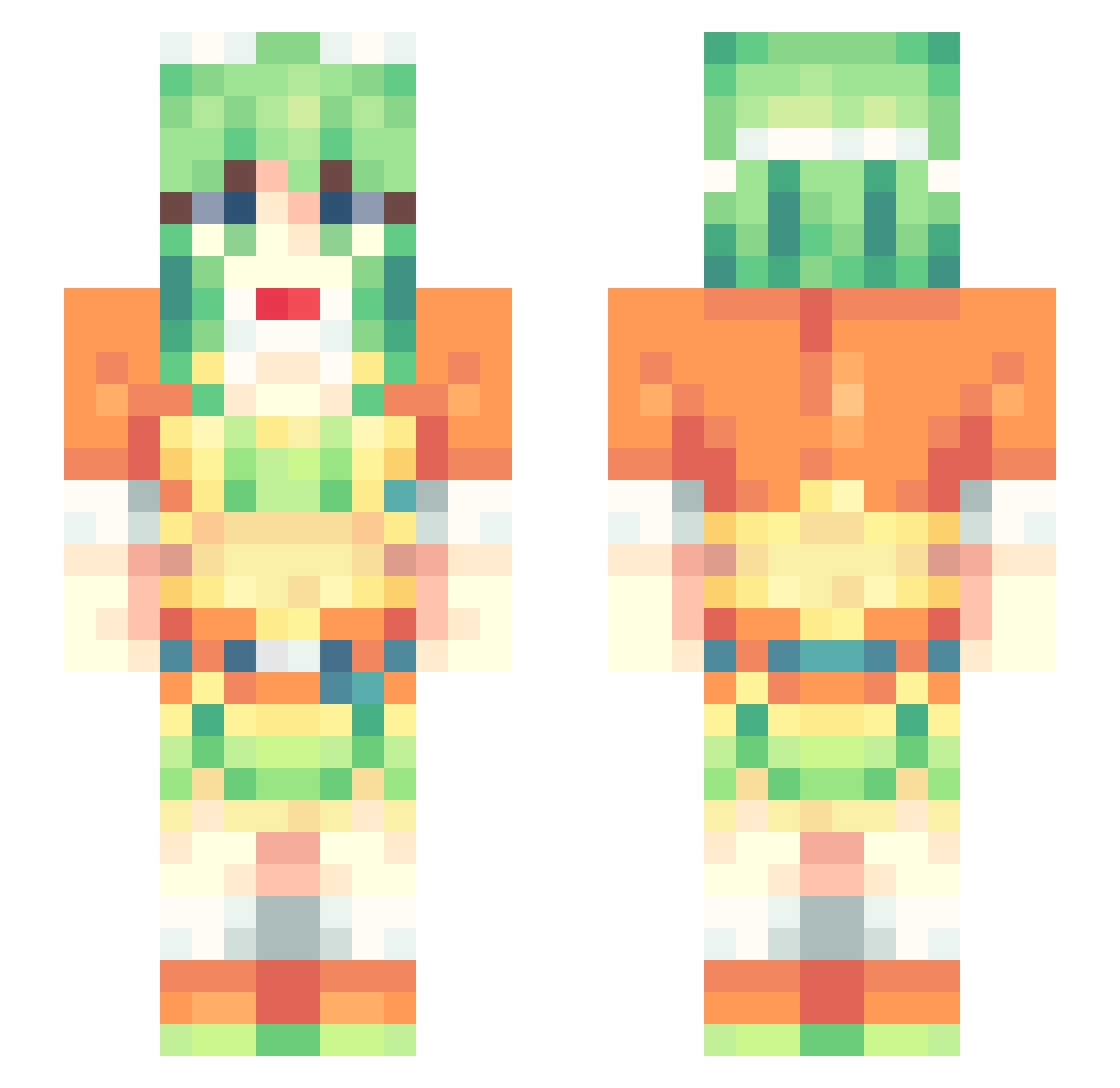 xzykes Minecraft skin, front and back view