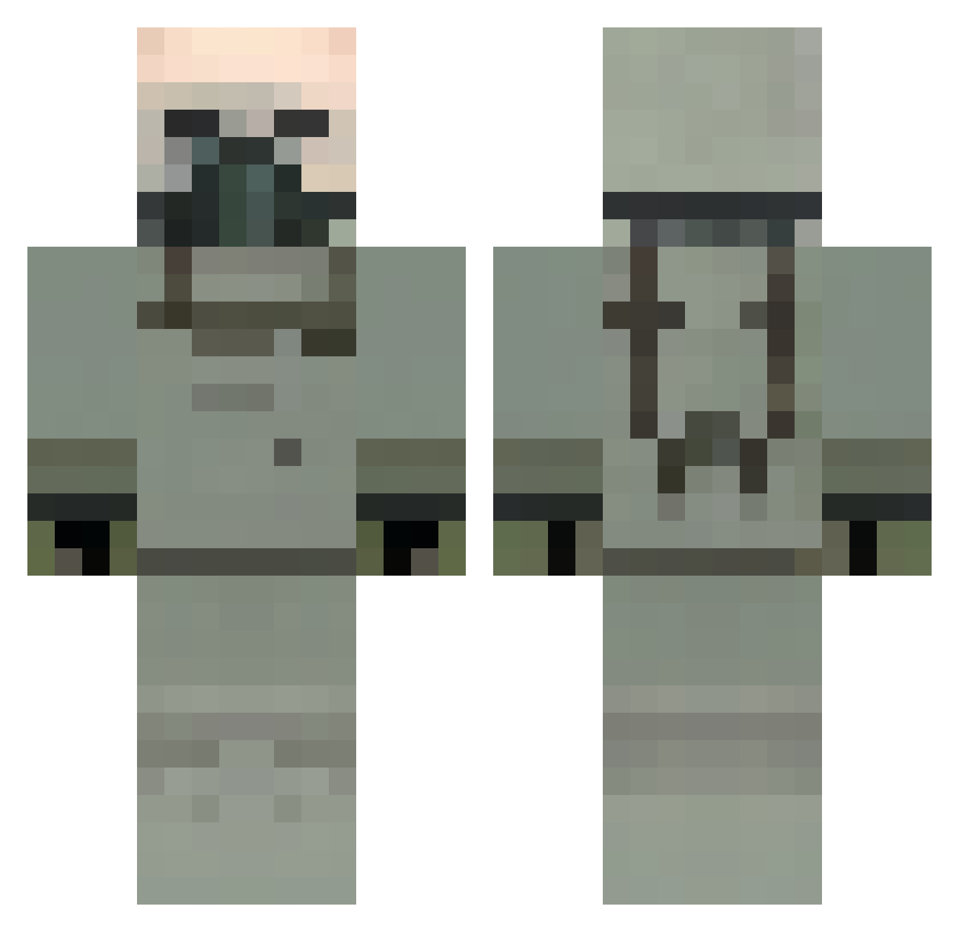 inexact Minecraft skin, front and back view