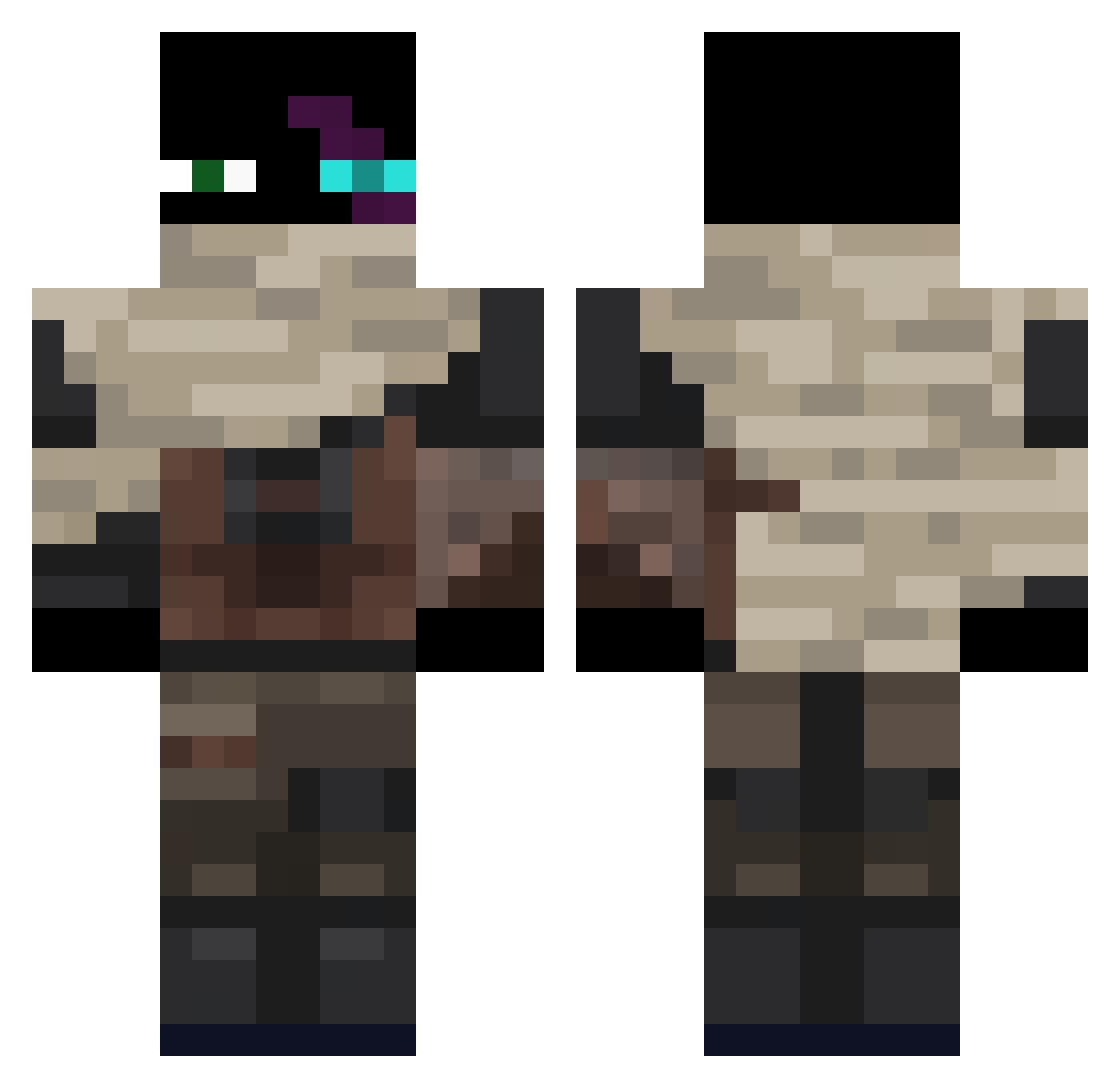 Masawft Minecraft skin, front and back view