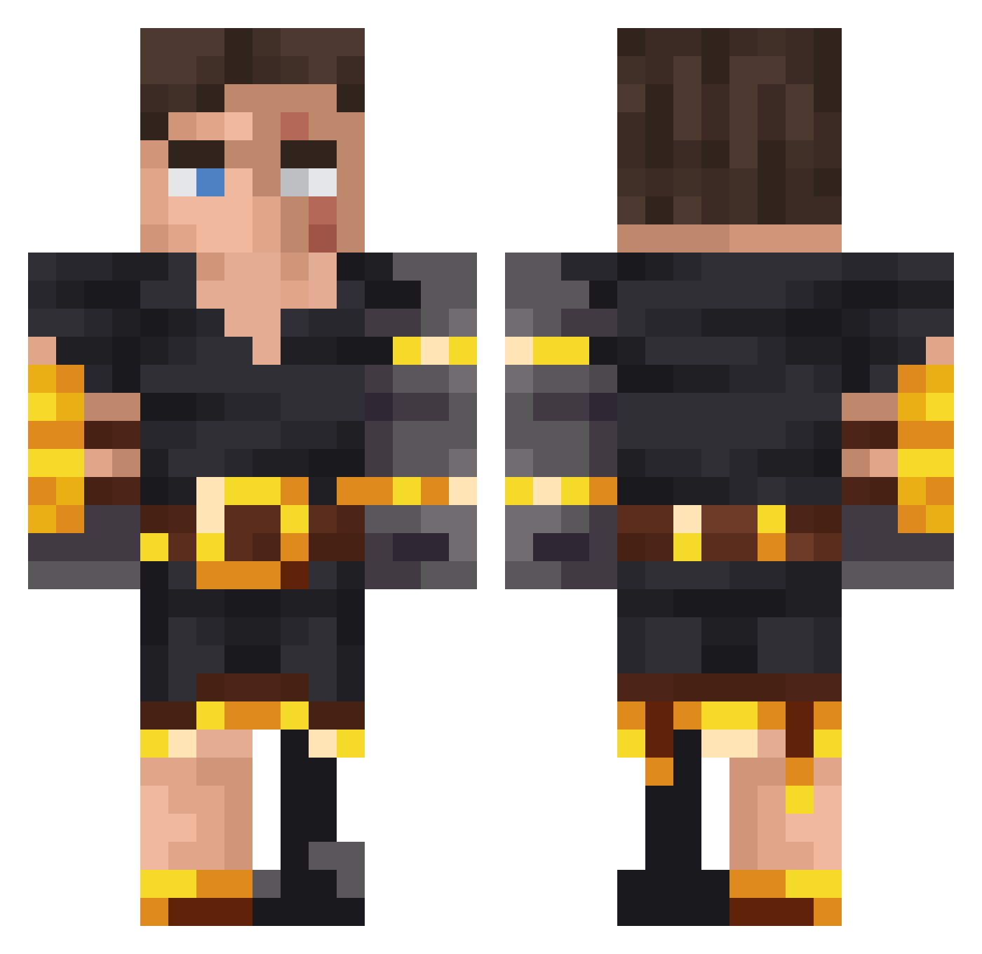 Kalev1155 Minecraft skin, front and back view