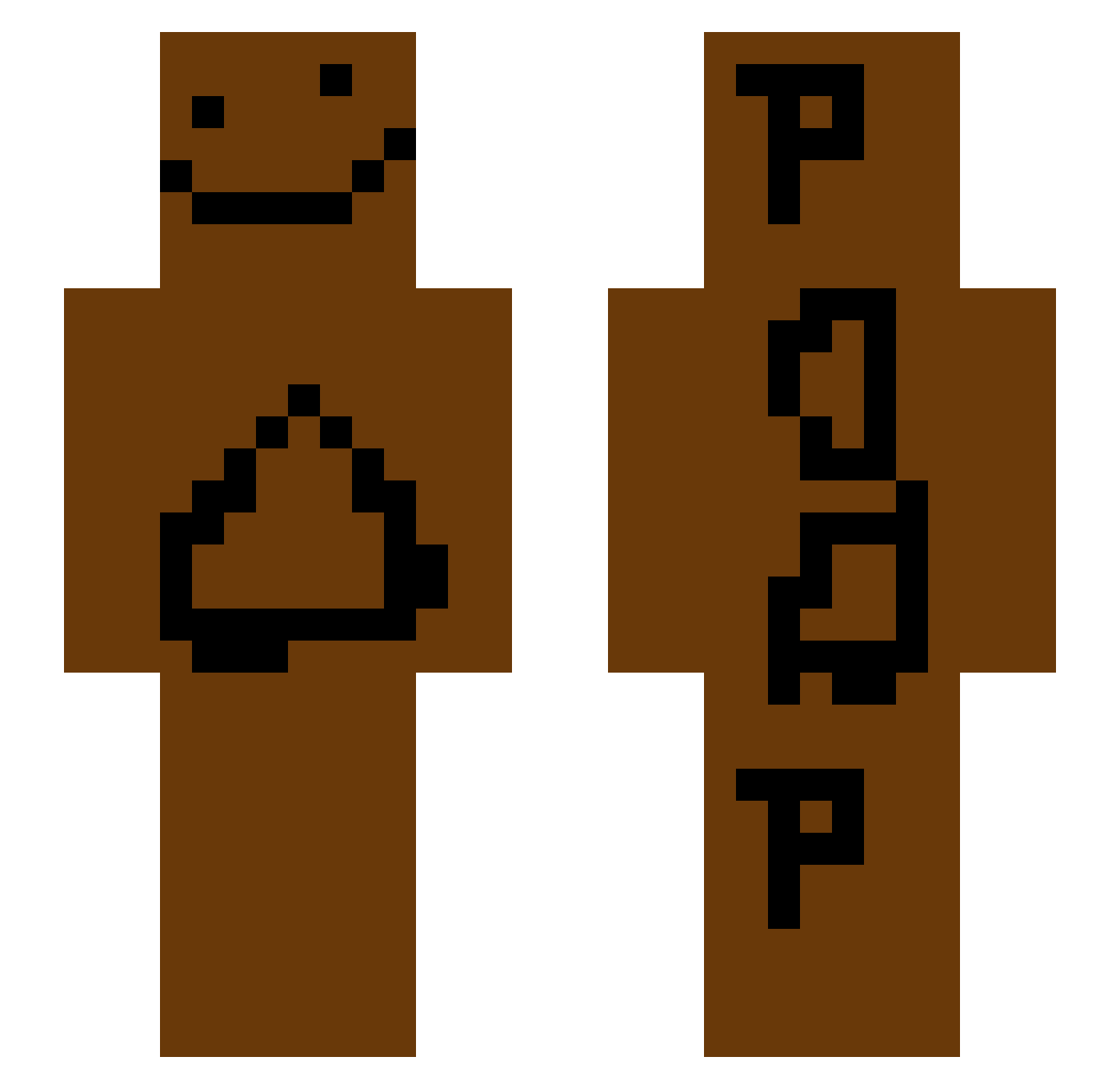 poopypoyotis Minecraft skin, front and back view