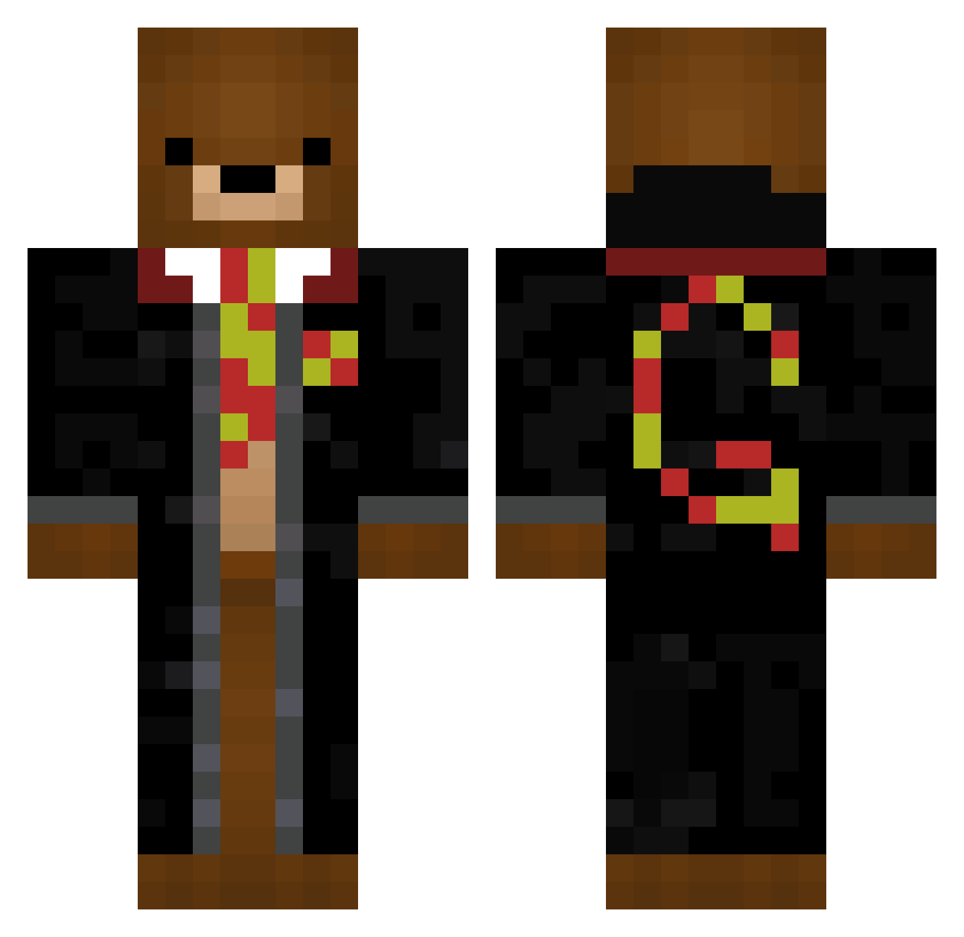GibsonguyMH Minecraft skin, front and back view