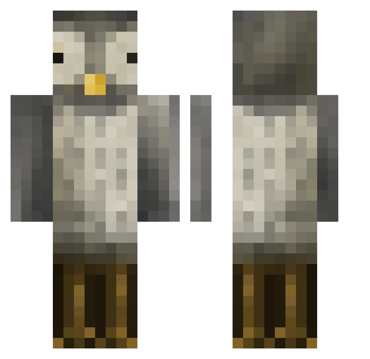 sjeggy Minecraft skin, front and back view