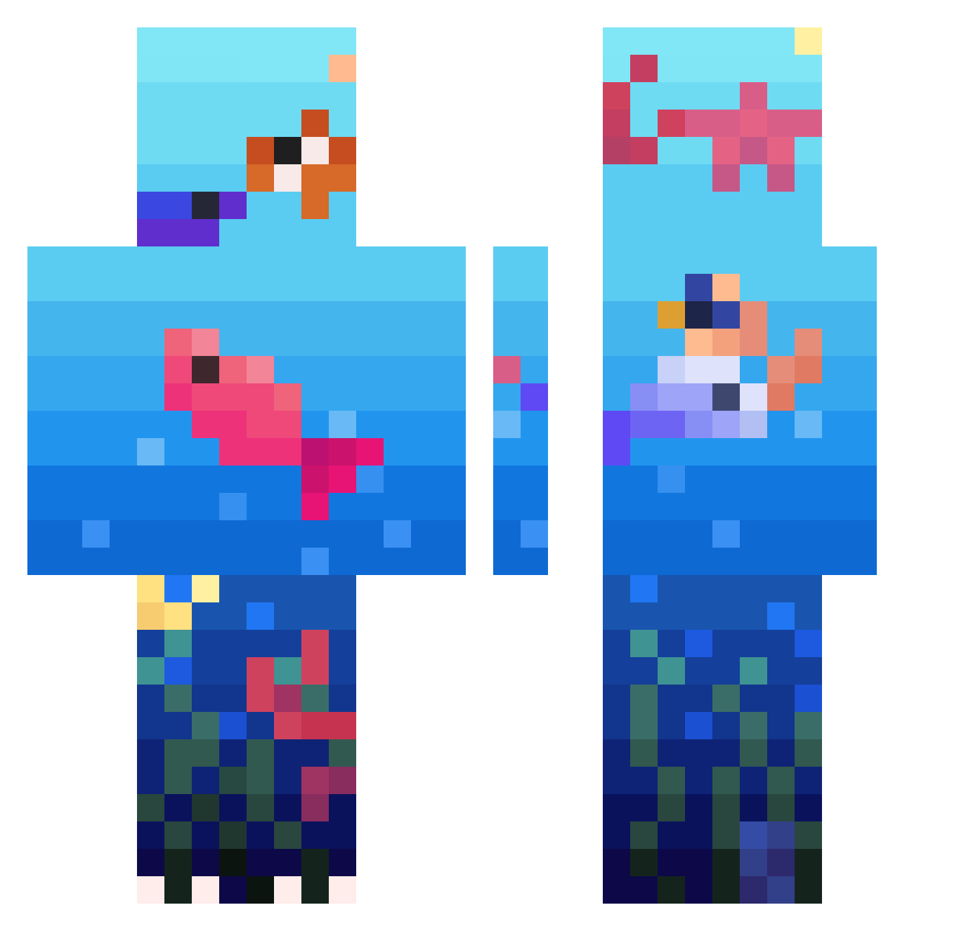 Sad_Chad Minecraft skin, front and back view