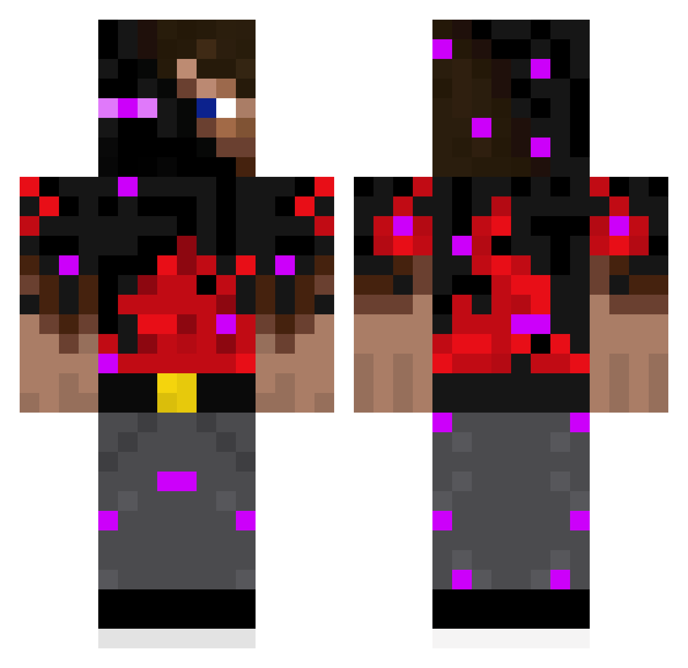 Obsession Minecraft skin, front and back view
