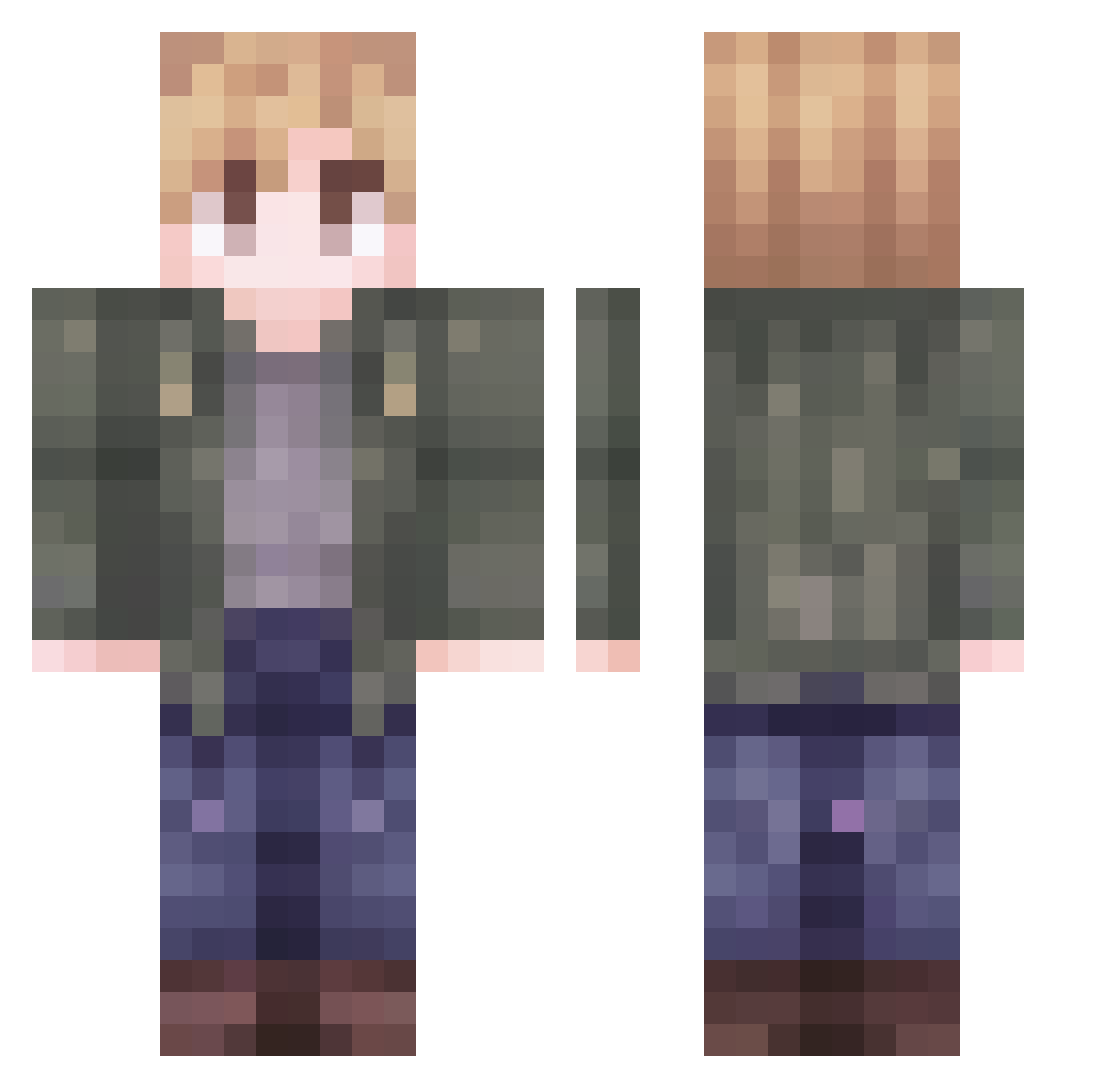 JCJ2005 Minecraft skin, front and back view