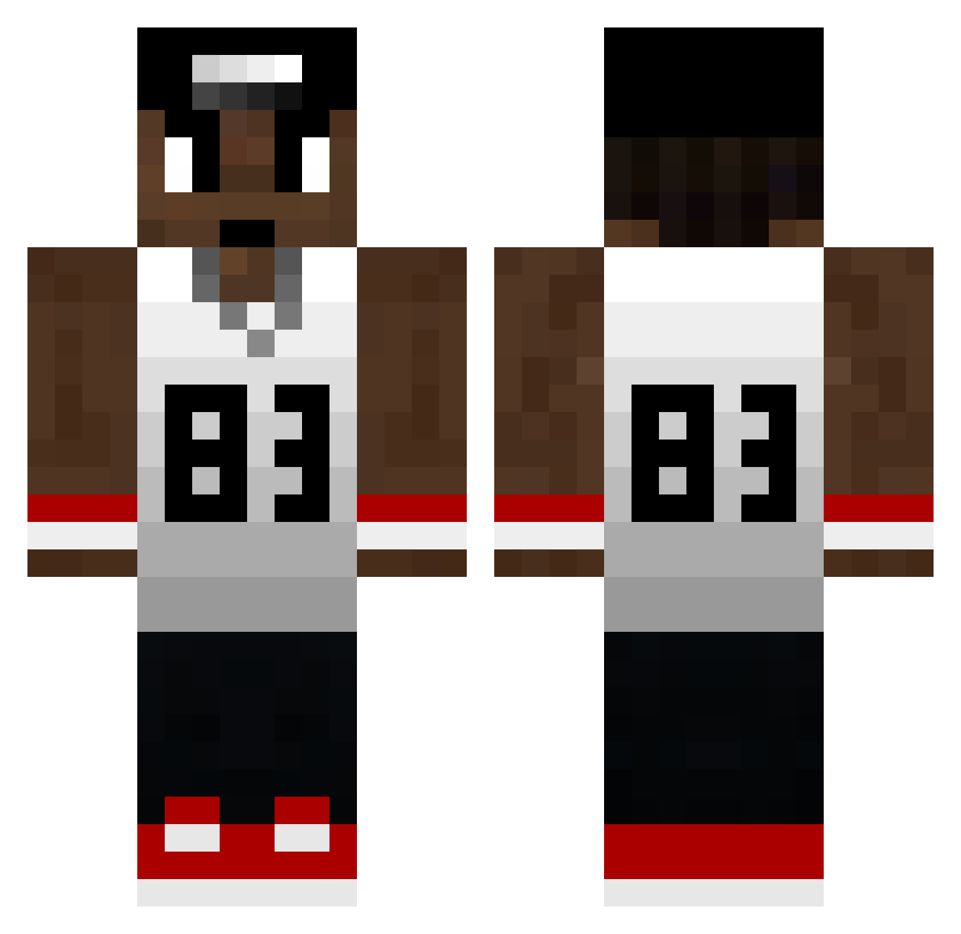0cx Minecraft skin, front and back view