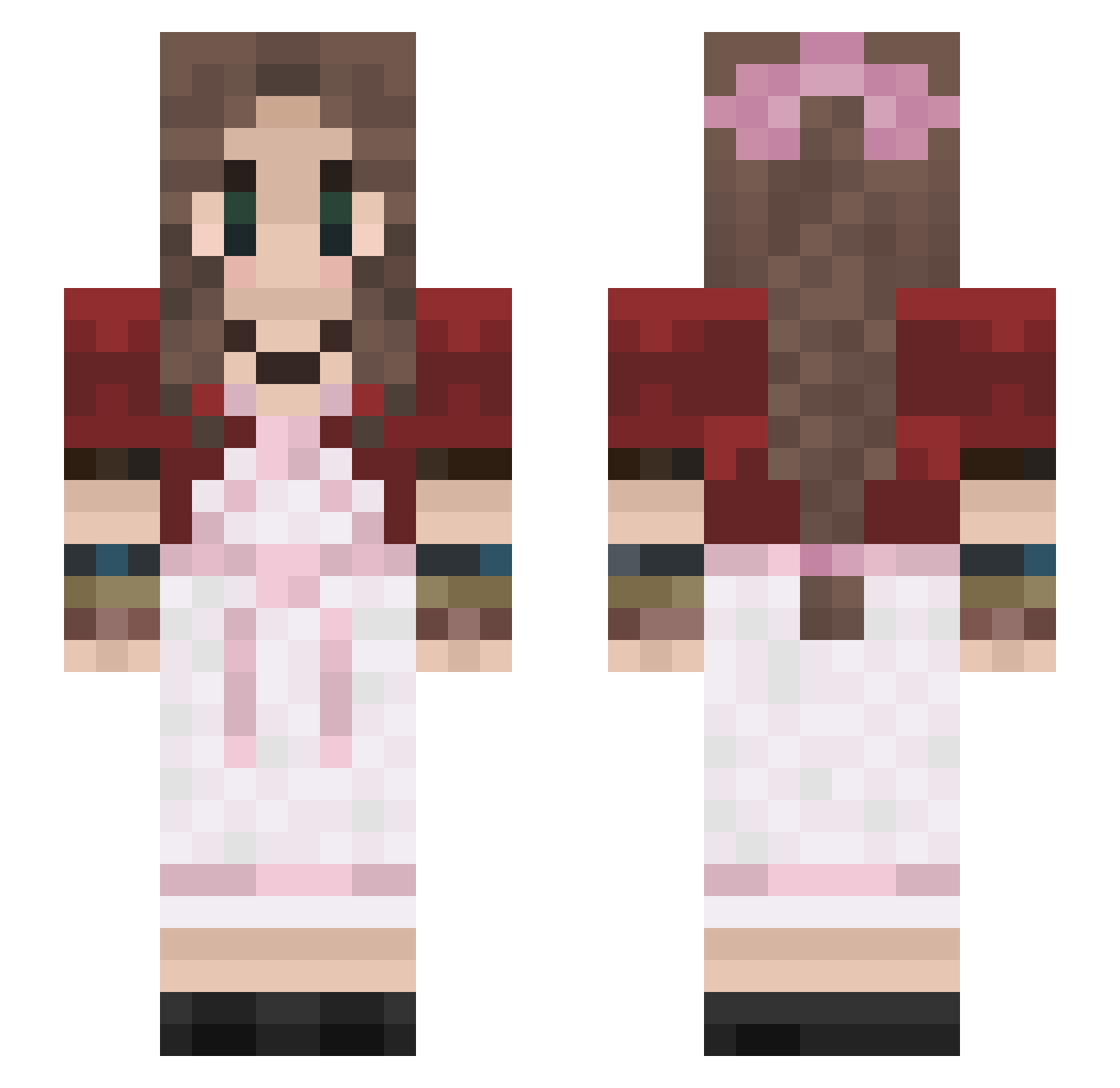 kiidneybeans Minecraft skin, front and back view