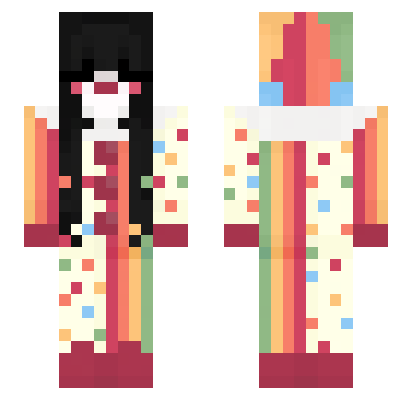 triflavera Minecraft skin, front and back view