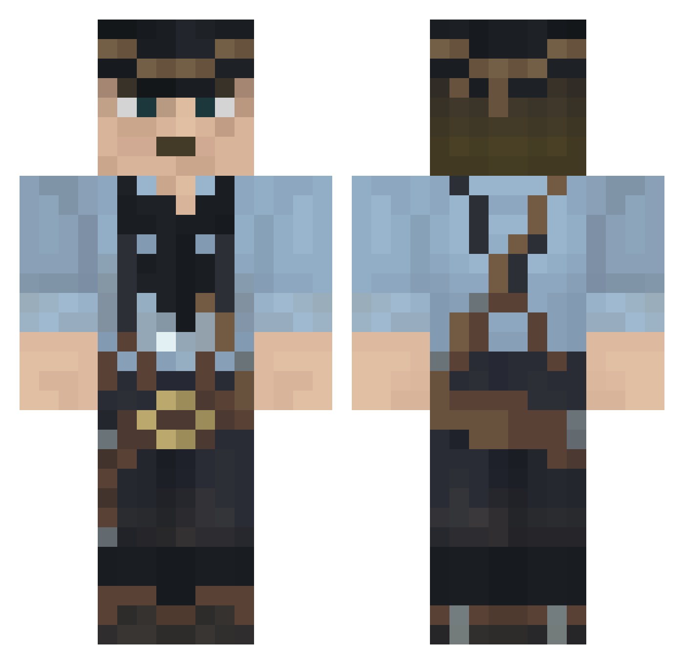 Shrimbb Minecraft skin, front and back view