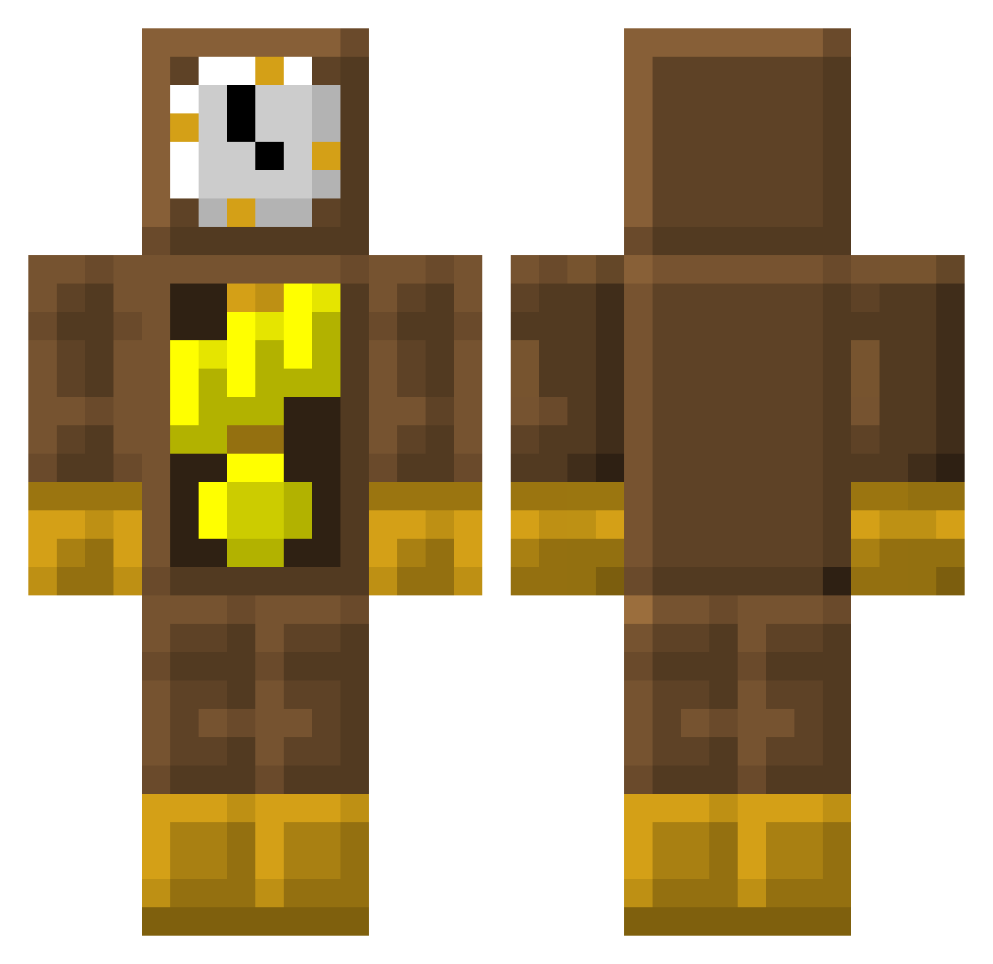 TimeIsNotOut Minecraft skin, front and back view