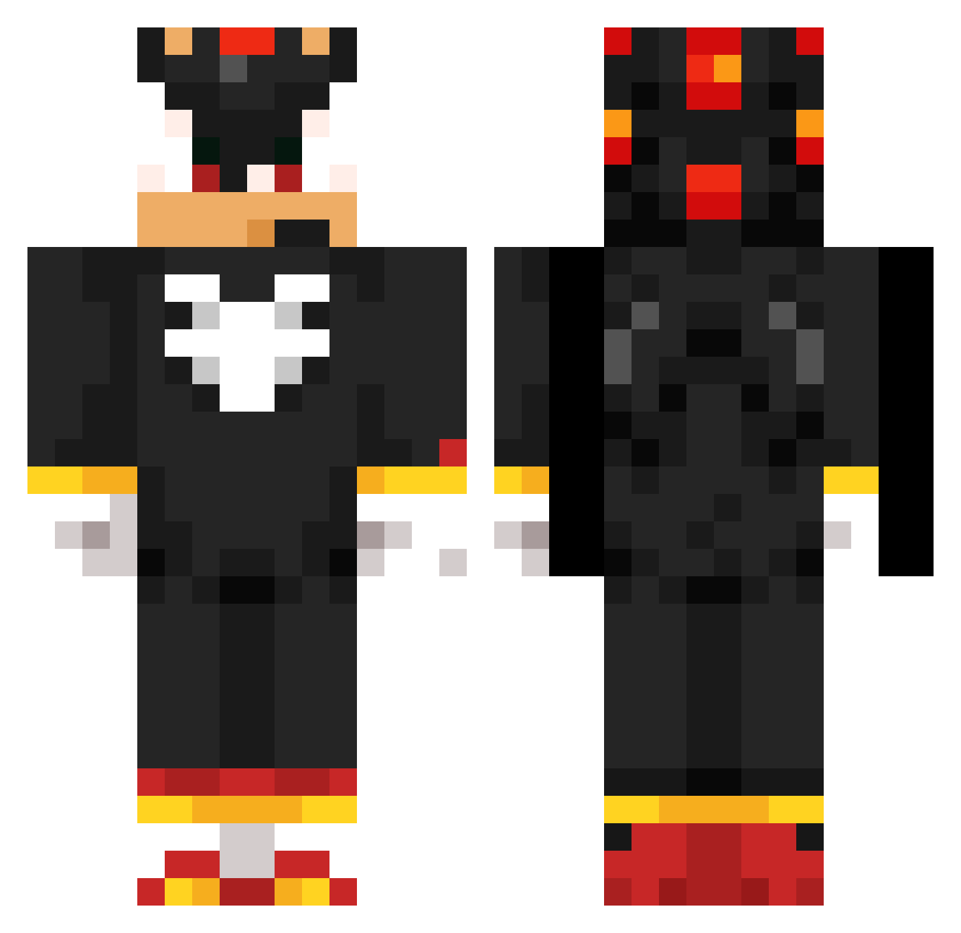 bingusbrock Minecraft skin, front and back view