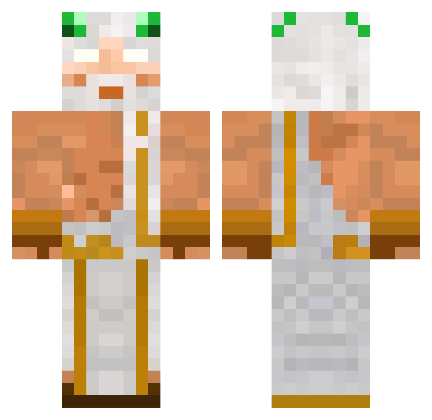 Miscarriage Minecraft skin, front and back view
