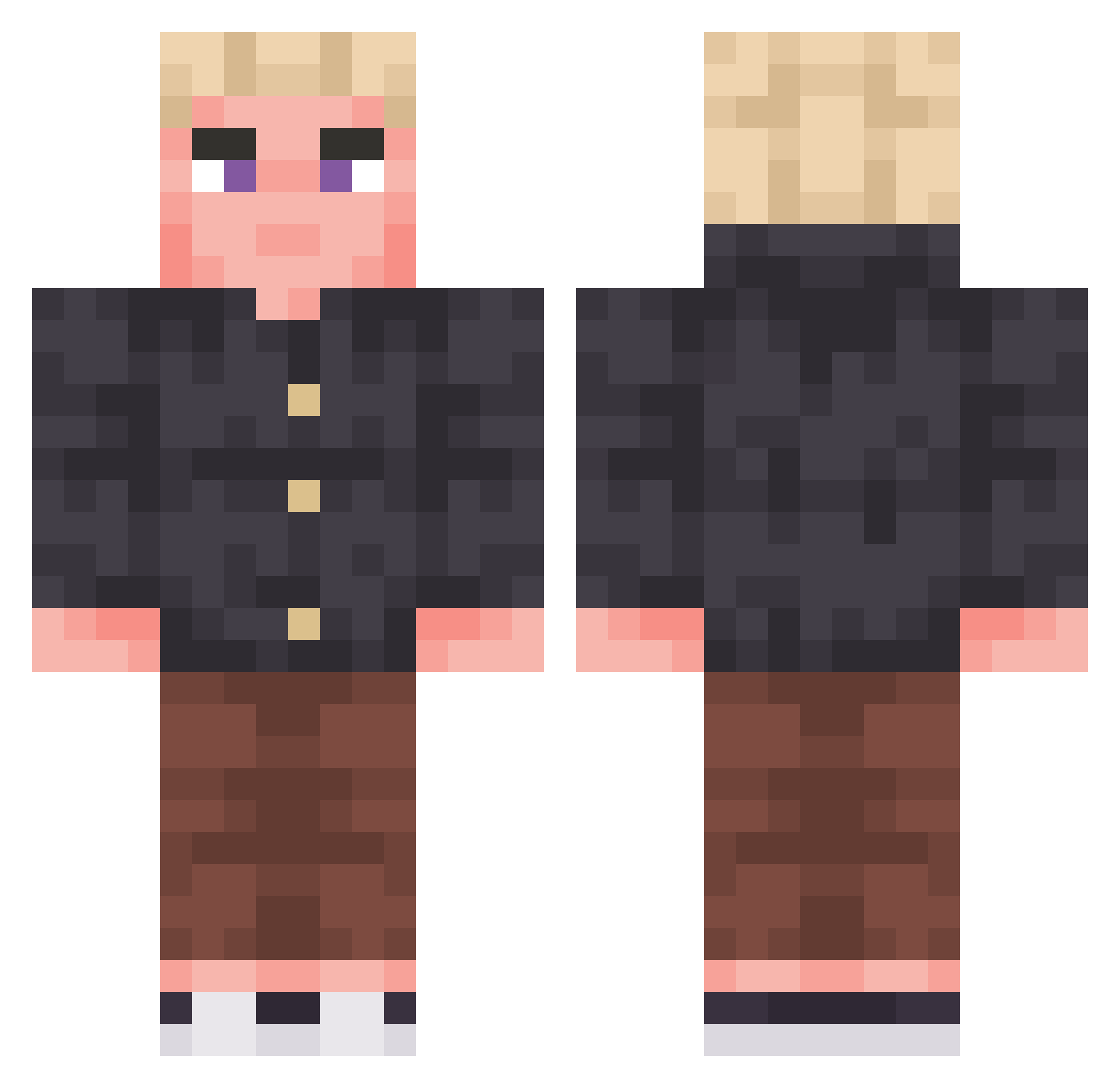 DrSalads Minecraft skin, front and back view