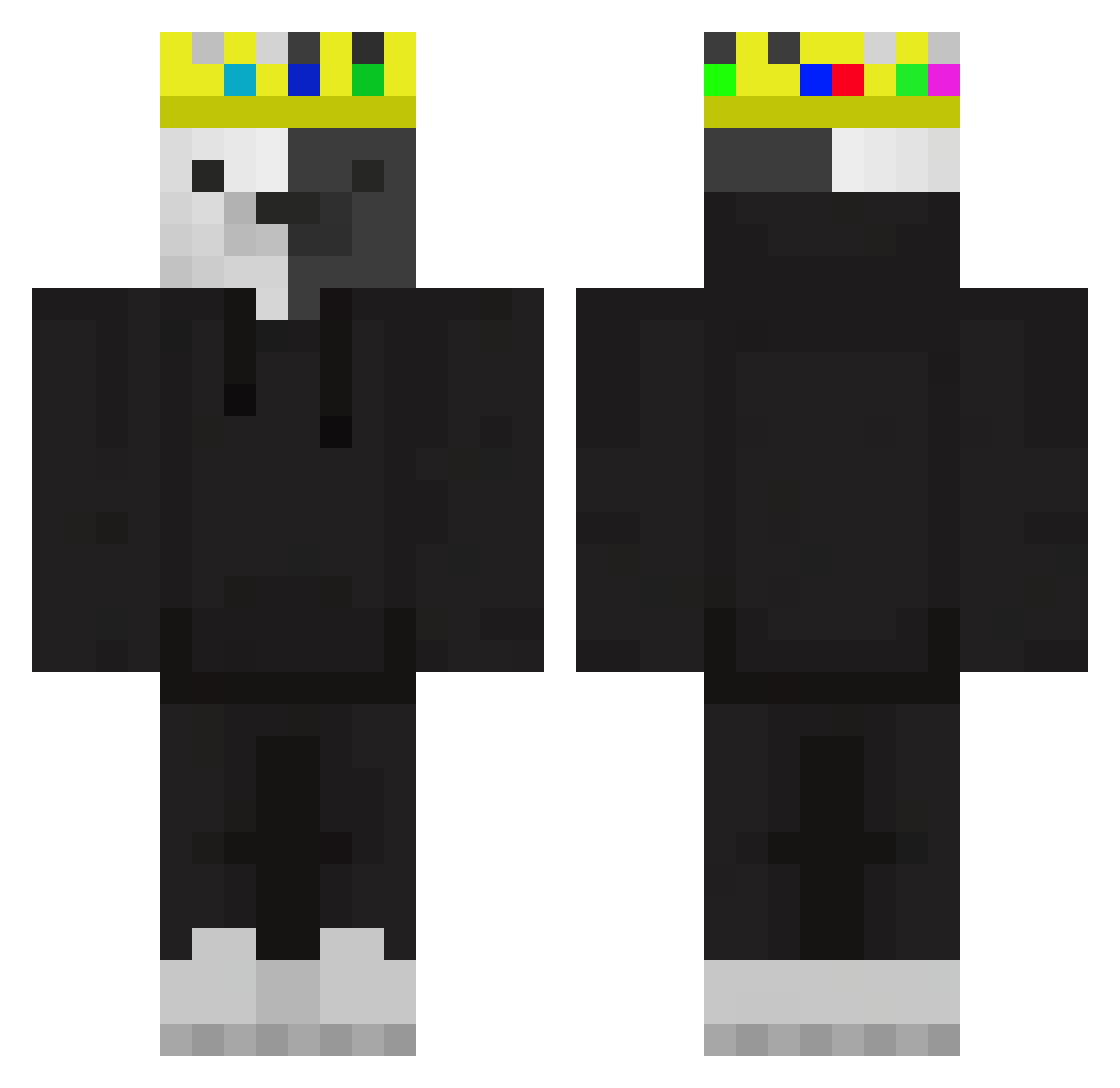 Denvz Minecraft skin, front and back view