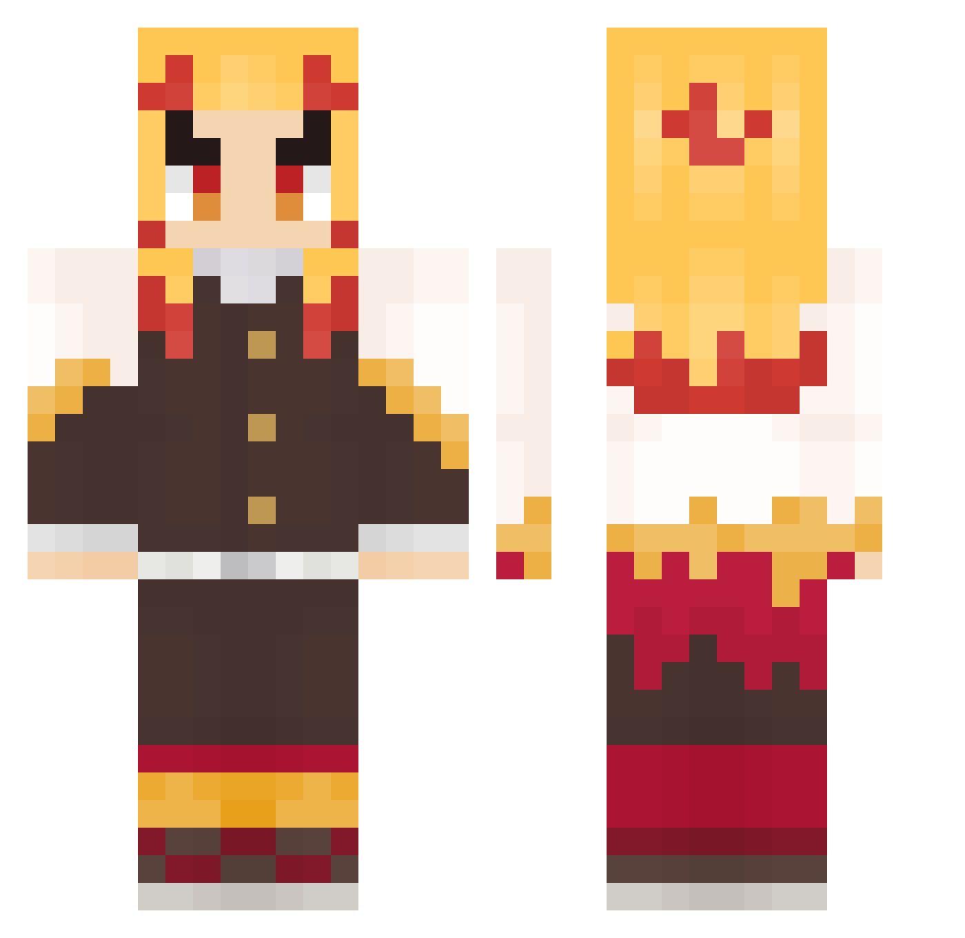 JTNX Minecraft skin, front and back view