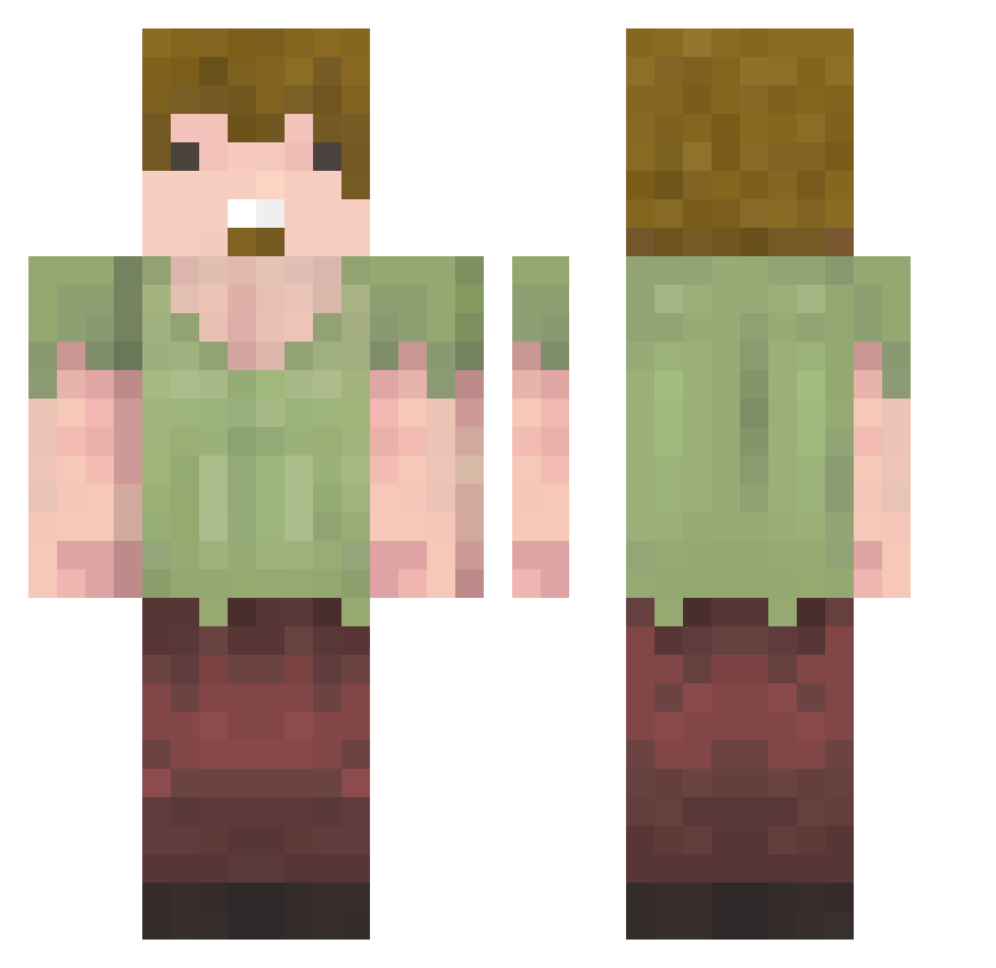 WallyWallyWorld Minecraft skin, front and back view