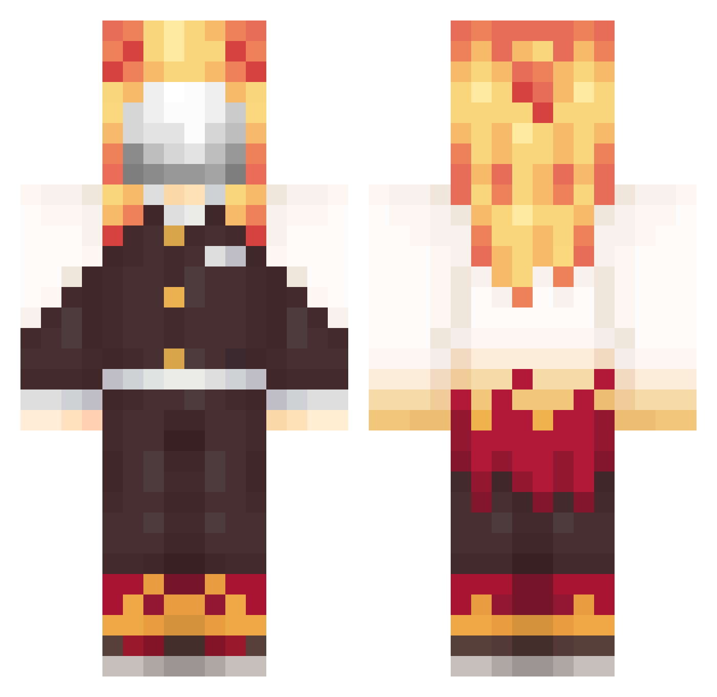 IchKackeImSitzen Minecraft skin, front and back view