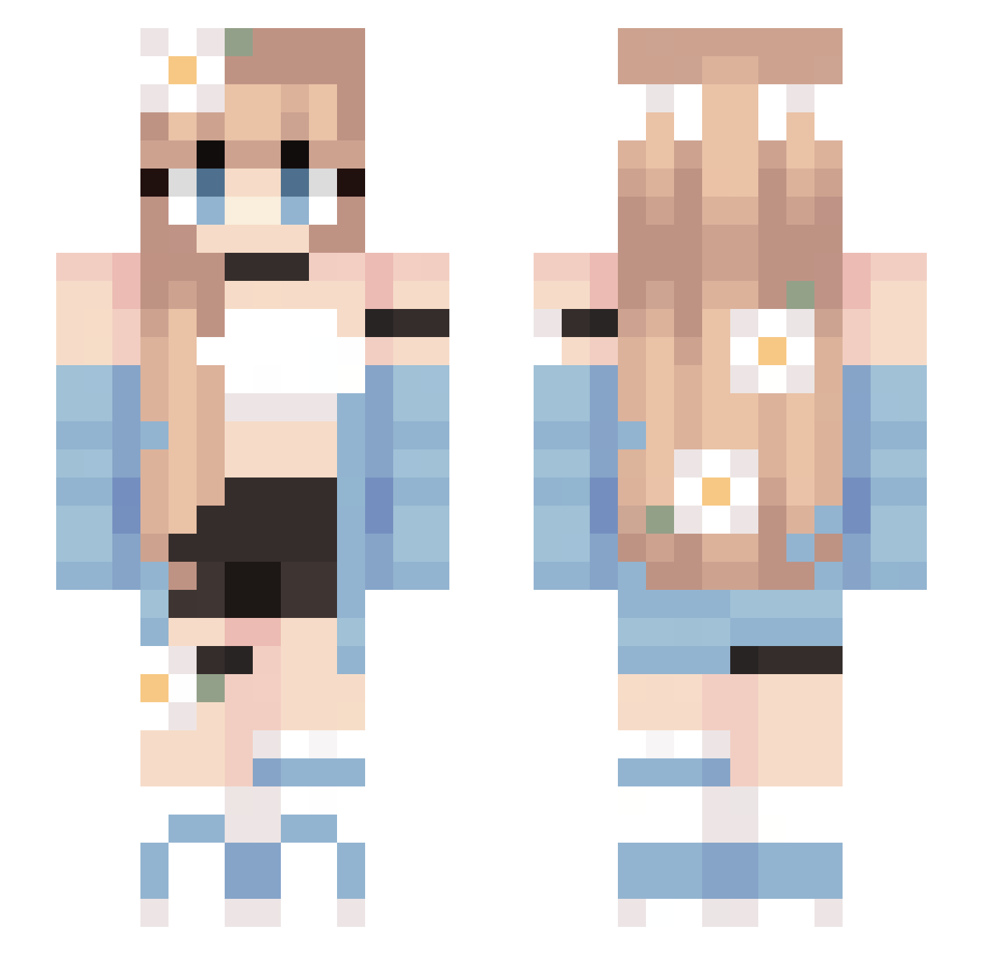 Mirche Minecraft skin, front and back view